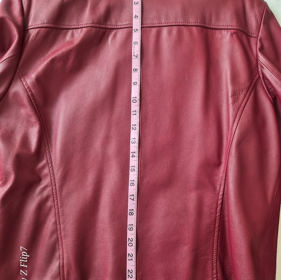 Casual Corner ANNEX XL Burgundy Genuine Leather Jacket VTG 90s Y2K Zip Front - Picture 7 of 9